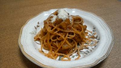 なすとトマトのパスタ