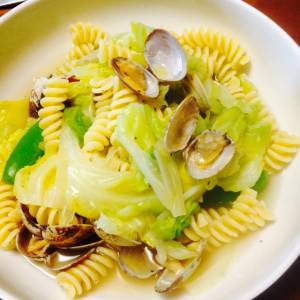あさりとキャベツのスープパスタ
