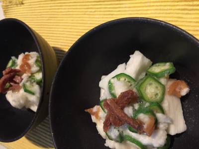 長芋とオクラの梅わさびあえ