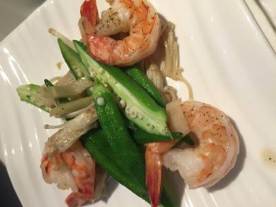 オクラとえびのしょうが炒め