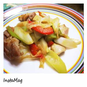 エリンギと鶏の柚子こしょう炒め