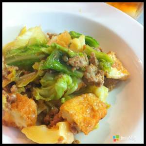 キャベツと厚揚げのみそ炒め