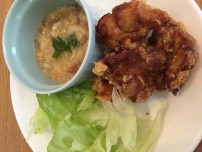 鶏から揚げの香味とろろだれ