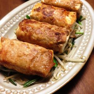 肉巻き豆腐のしょうが焼き