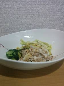 蒸しなすと豚しゃぶの粒マスタードソース