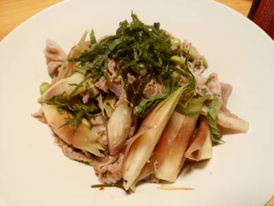 豚肉と枝豆のみょうが焼き