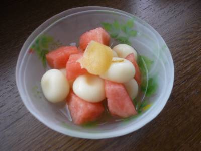 すいかと白玉のしょうがシロップ
