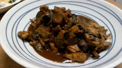 なすと鶏肉のみそ炒め