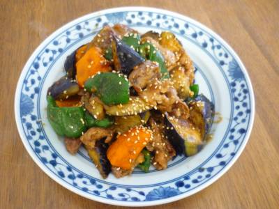 なすと豚肉のしぎ焼き