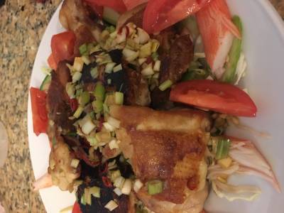 蒸し鶏のパリパリ焼き