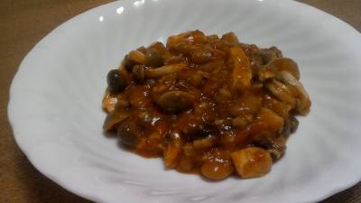 かじきと豆のトマトカレー煮