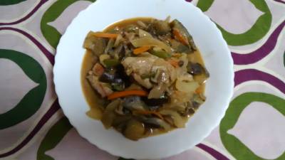 なすと鶏肉のみそ炒め