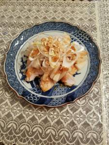 鶏ささ身とれんこんの香味ねぎだれ
