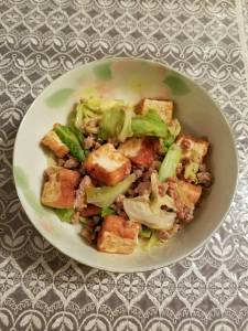 キャベツと厚揚げのみそ炒め