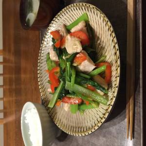 小松菜と鶏肉の塩炒（いた）め