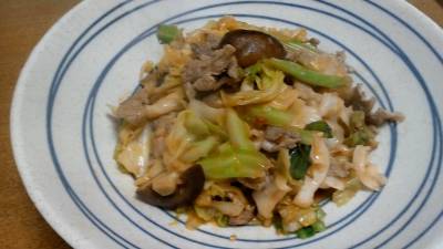 豚肉と塩もみキャベツのピリ辛甘酢炒め