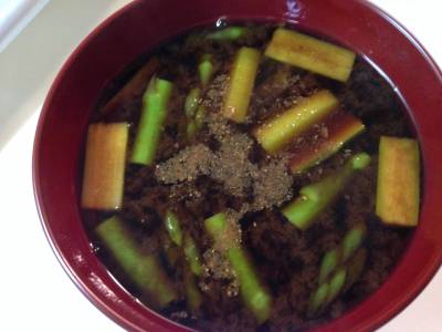 グリーンアスパラの八丁みそ仕立て