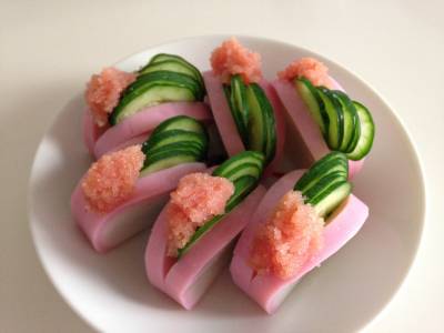 明太子と蛇腹きゅうりのはさみかまぼこ
