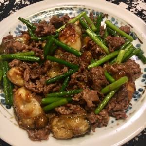 かきと牛肉の炒め物