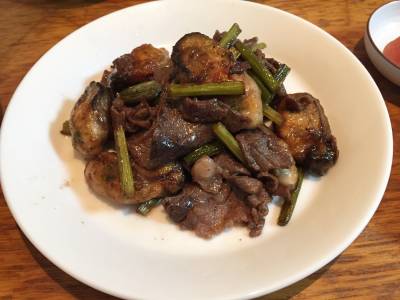 かきと牛肉の炒め物