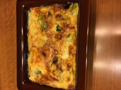 ねぎとハムのキッシュ風