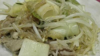 ささ身と春雨のオイスターソース炒め