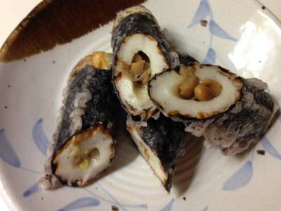 竹輪の納豆詰め
