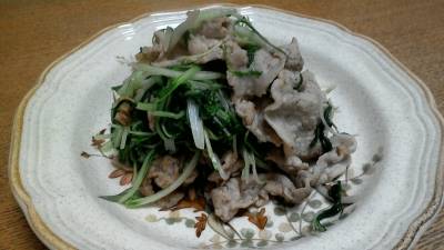 牛肉と水菜のしょうが炒め