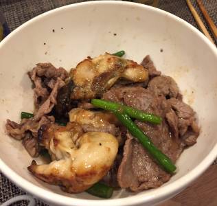 かきと牛肉の炒め物