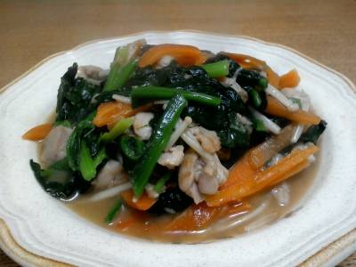 豚肉とほうれんそうのしょうがあん