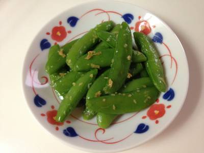 スナップえんどうの塩炒め