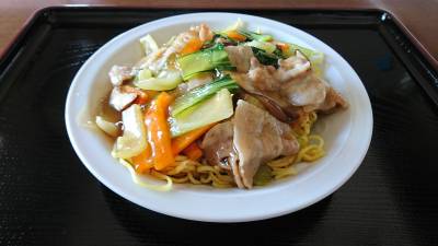 豚肉と小松菜のあんかけ焼きそば