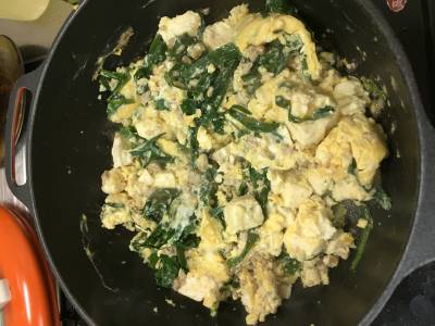 ひき肉と豆腐のにら炒め