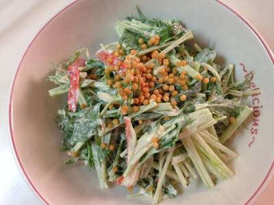 水菜と帆立てのサラダ