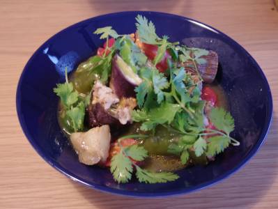 なすとピーマンのパクチー肉詰め