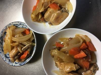 野菜と鶏手羽の梅照り煮