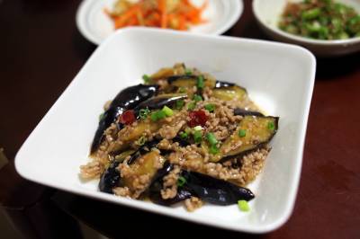 なすとひき肉のピリ辛炒め