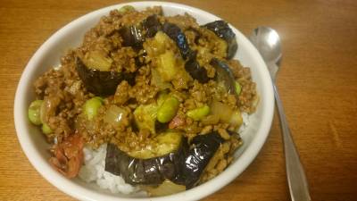 なすと枝豆のドライカレー