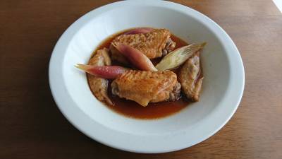 鶏手羽とみょうがの酢煮