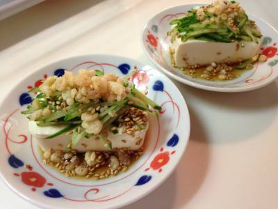 天かすときゅうりの冷ややっこ