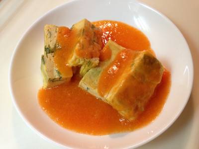 厚焼き卵のにんじんあんかけ