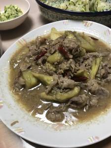 なすと牛肉のピリ辛みそ炒め