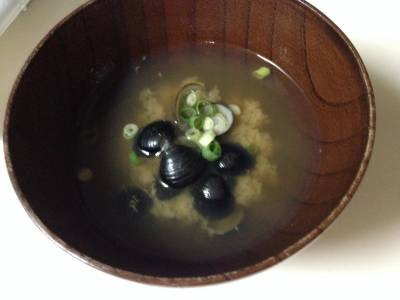 赤だしみそ+しじみ+みつばみそ汁