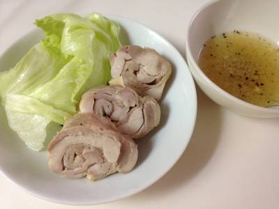 鶏ロール蒸しレモンジンジャーソース