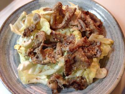 豚竜田と春キャベツのレモンマヨ和え