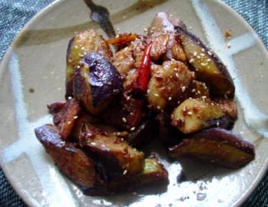 なすと豚肉のみそ炒め