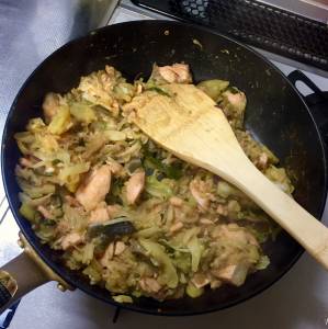 さけとおさつのちゃんちゃん焼き風