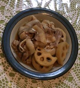 れんこんと豚肉の照り煮