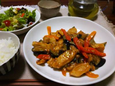 鶏肉となすのスタミナ炒め