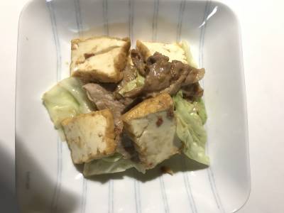 キャベツと厚揚げのみそ炒め